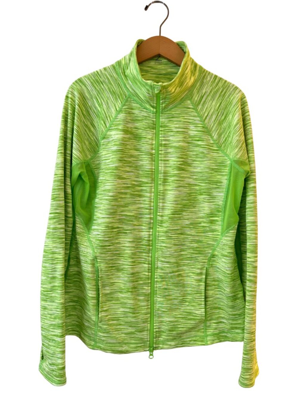 Zella Green Space Dye Performance Jacket Thumbholes Full Zip XL